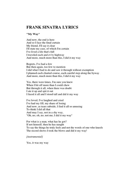 frank sinatra my way lyrics spanish